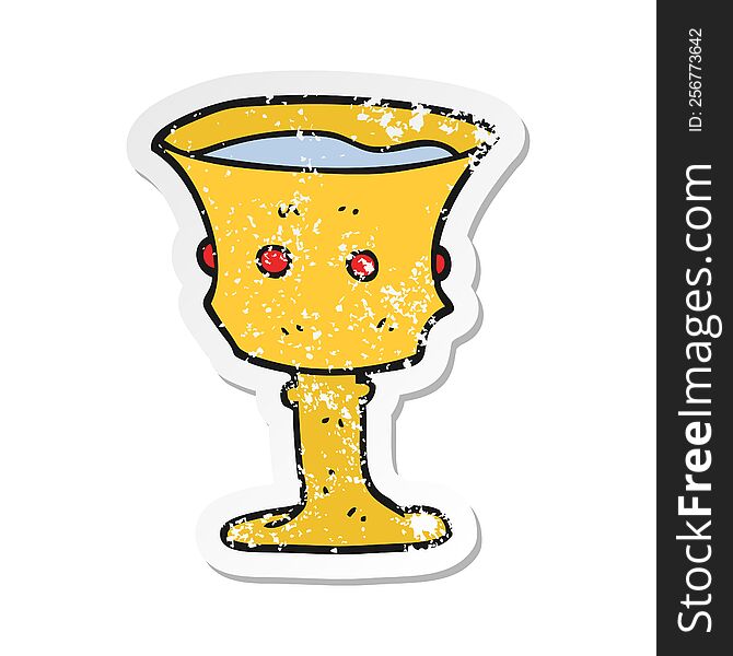 retro distressed sticker of a cartoon medieval cup