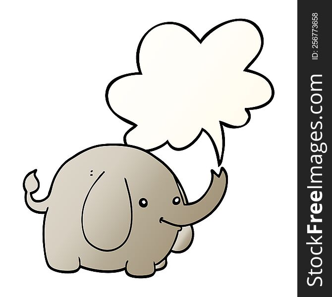 Cartoon Elephant And Speech Bubble In Smooth Gradient Style