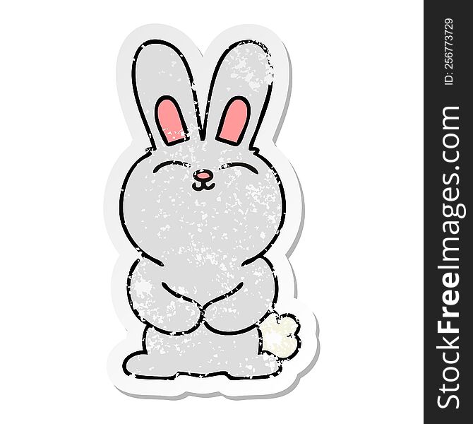 Distressed Sticker Of A Quirky Hand Drawn Cartoon Rabbit