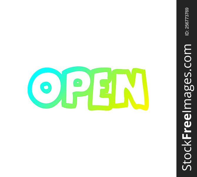 Cold Gradient Line Drawing Cartoon Open Sign