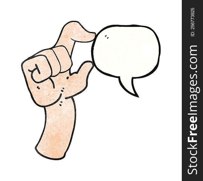 Speech Bubble Textured Cartoon Hand Making Smallness Gesture