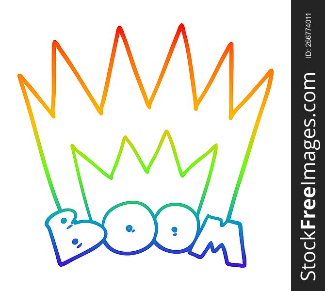 rainbow gradient line drawing of a cartoon boom sign