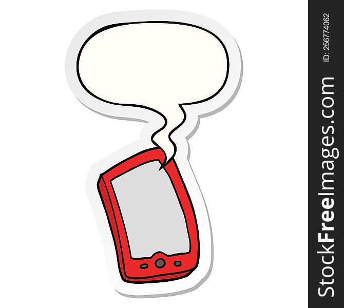 Cartoon Mobile Phone And Speech Bubble Sticker