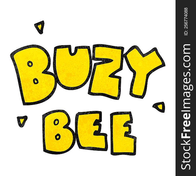 freehand textured cartoon buzy bee text symbol