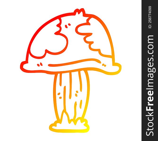 warm gradient line drawing of a cartoon poisonous toadstool