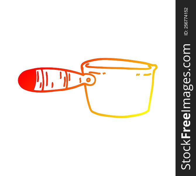 warm gradient line drawing of a cartoon cooking pan