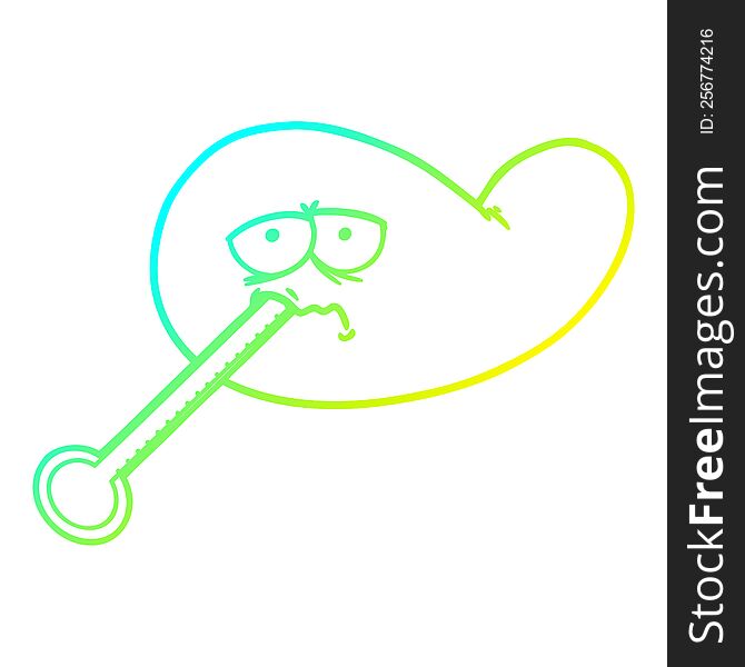 cold gradient line drawing of a cartoon ill gall bladder