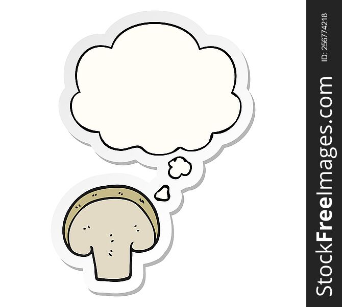 Cartoon Mushroom Slice And Thought Bubble As A Printed Sticker