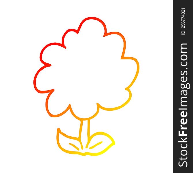 Warm Gradient Line Drawing Cartoon Flower