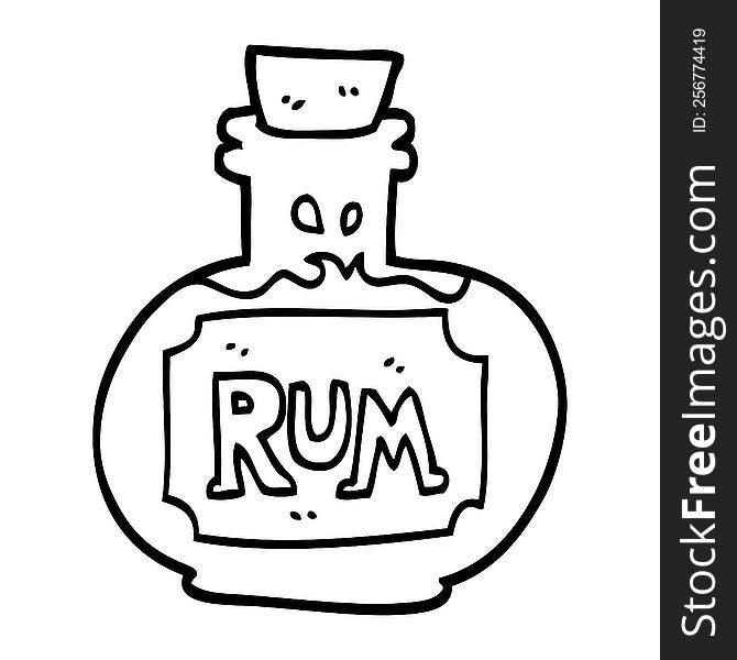 line drawing cartoon old bottle of rum