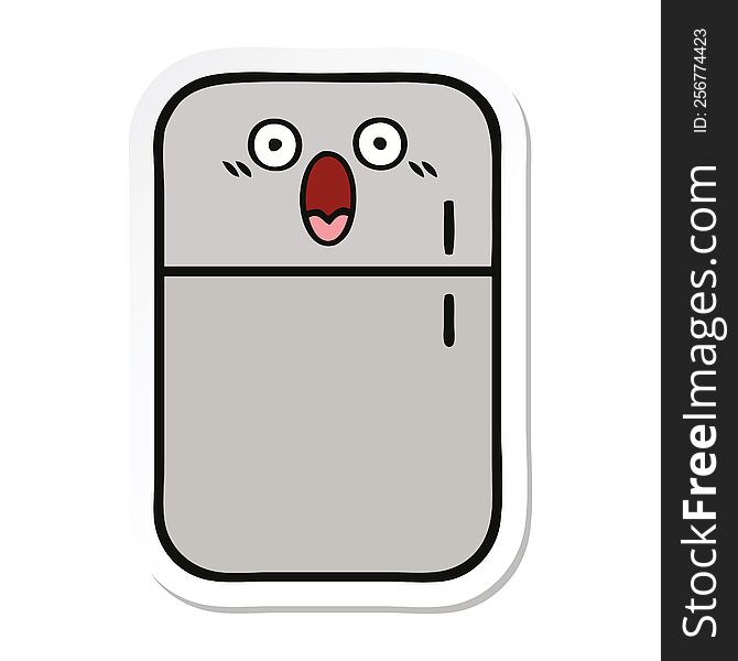 Sticker Of A Cute Cartoon Fridge Freezer