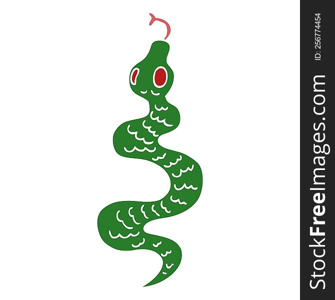 cartoon doodle green snake