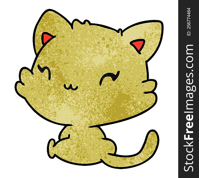 Textured Cartoon Of Cute Kawaii Kitten