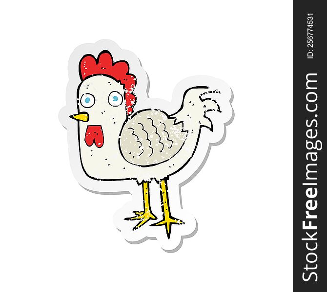 Retro Distressed Sticker Of A Cartoon Chicken