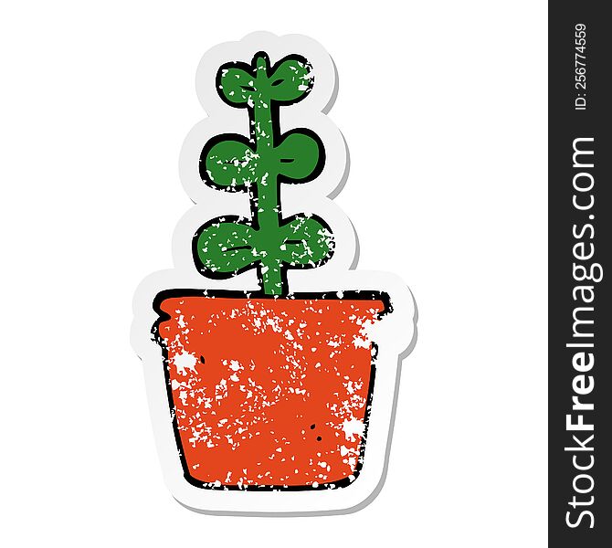 distressed sticker of a cartoon house plant