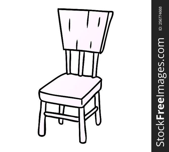 hand drawn gradient cartoon doodle of a  wooden chair