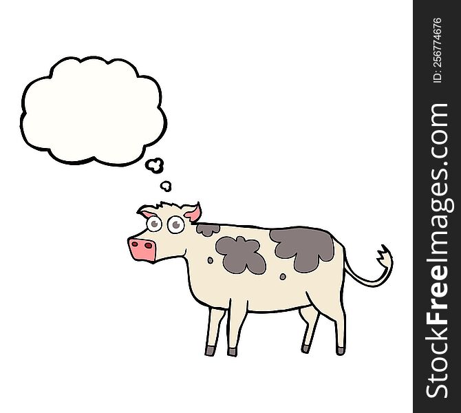 freehand drawn thought bubble cartoon cow