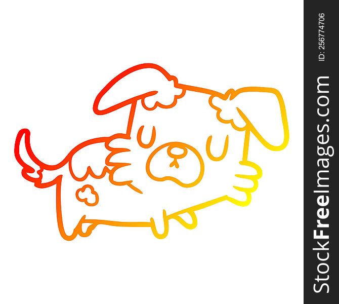 Warm Gradient Line Drawing Little Dog