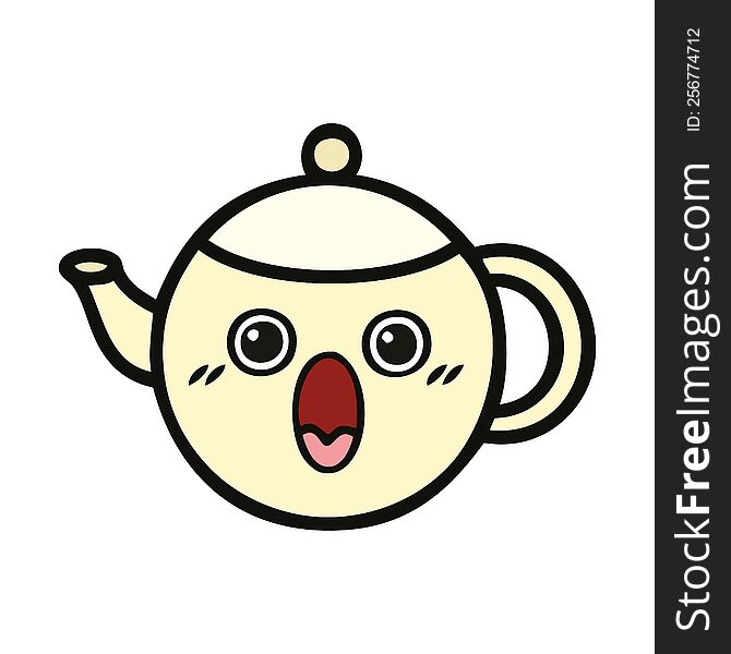 cute cartoon of a tea pot. cute cartoon of a tea pot