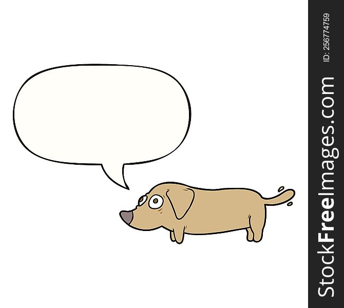 Cartoon Little Dog And Speech Bubble