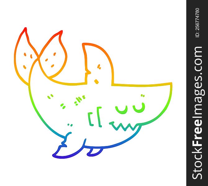 Rainbow Gradient Line Drawing Cartoon Shark