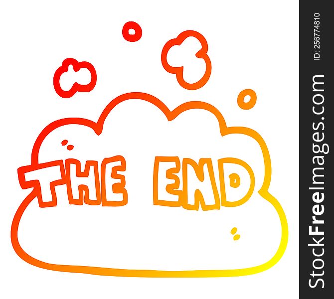 warm gradient line drawing of a cartoon the end font