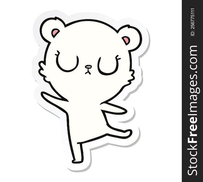 sticker of a peaceful cartoon polar bear