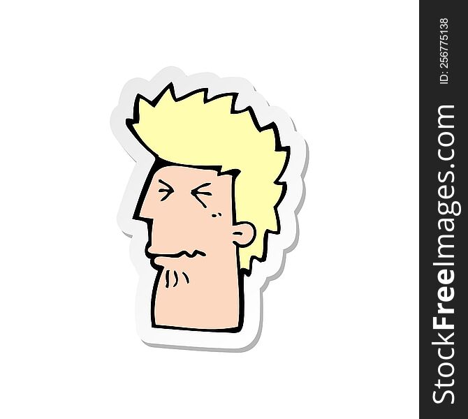 sticker of a cartoon unhappy man