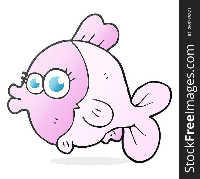 funny cartoon fish with big pretty eyes