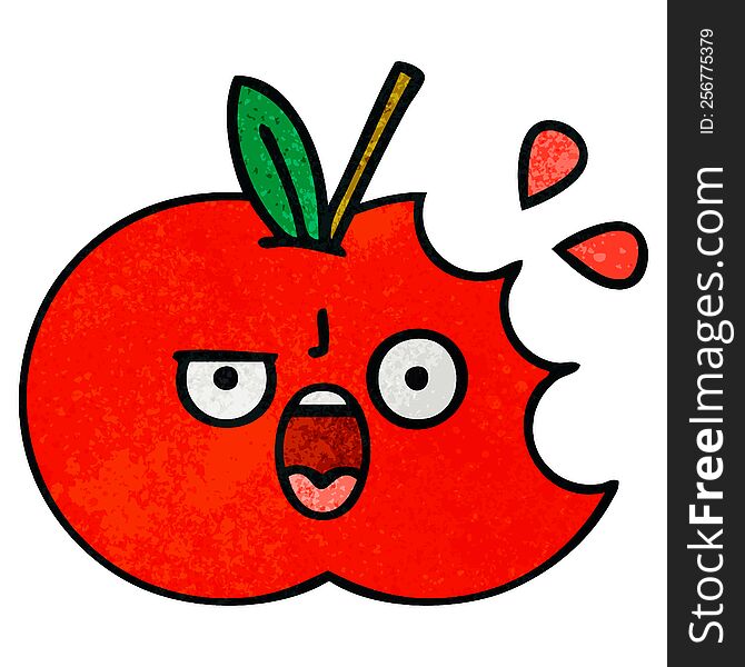 retro grunge texture cartoon of a red apple