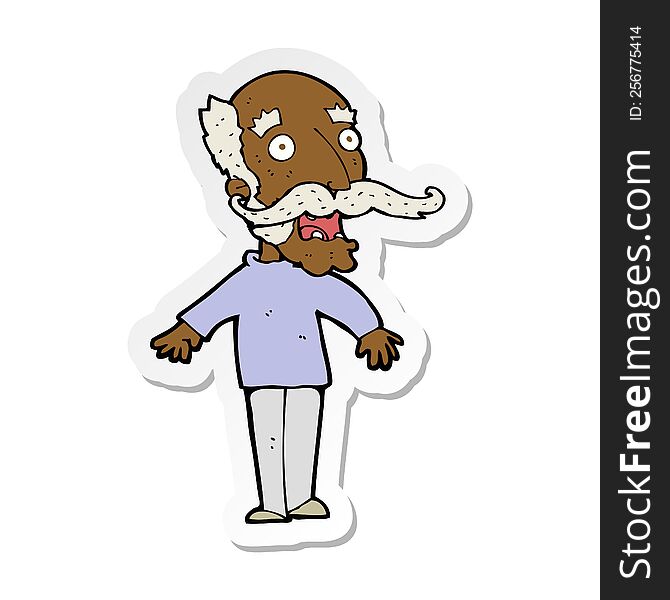 Sticker Of A Cartoon Old Man Gasping In Surprise