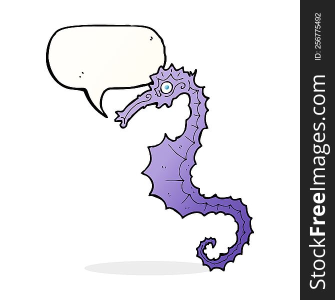 cartoon sea horse with speech bubble