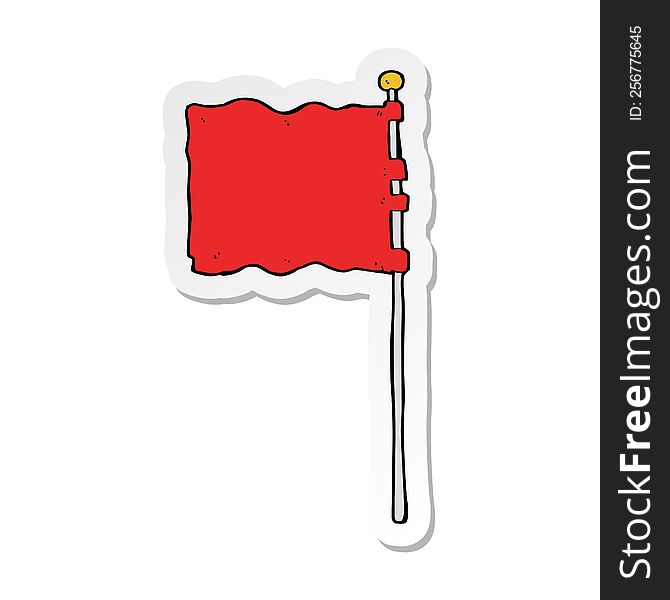 sticker of a cartoon waving flag