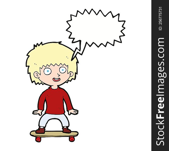 Cartoon Boy On Skateboard With Speech Bubble