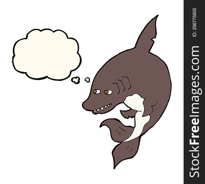 funny cartoon shark with thought bubble