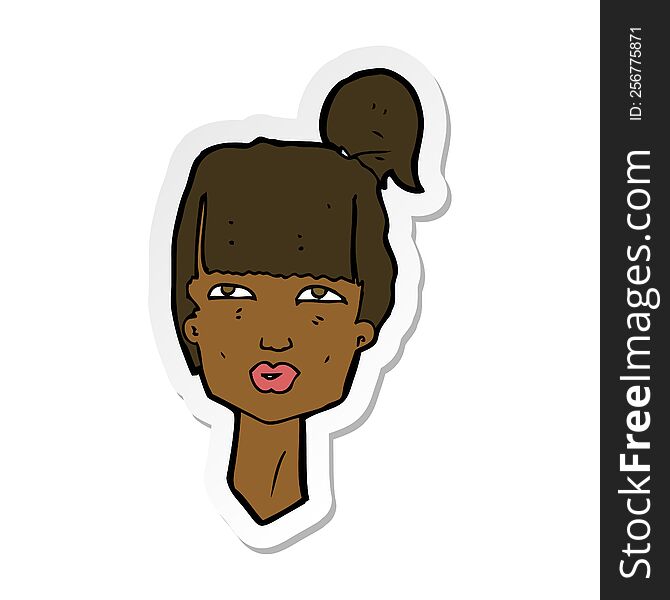 sticker of a cartoon female head