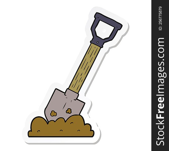 sticker of a cartoon shovel