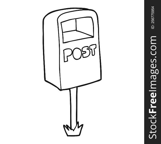 black and white cartoon post box