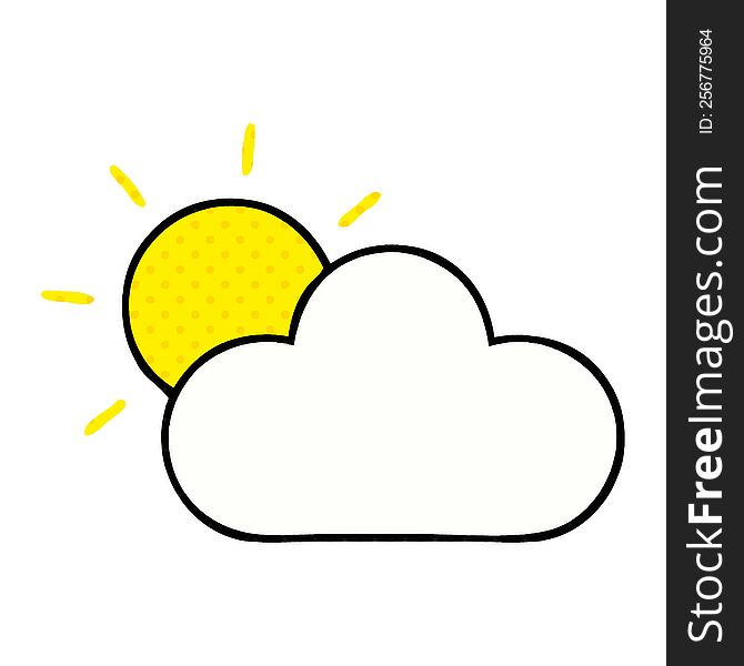 comic book style cartoon of a sunshine and cloud