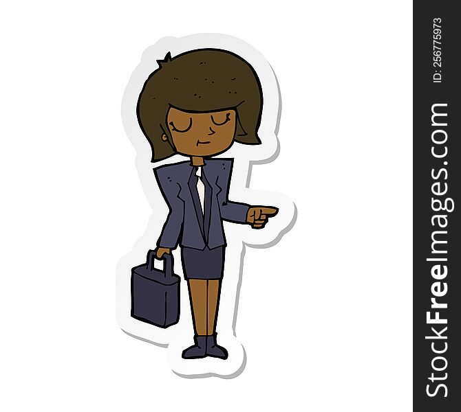 sticker of a cartoon businesswoman pointing
