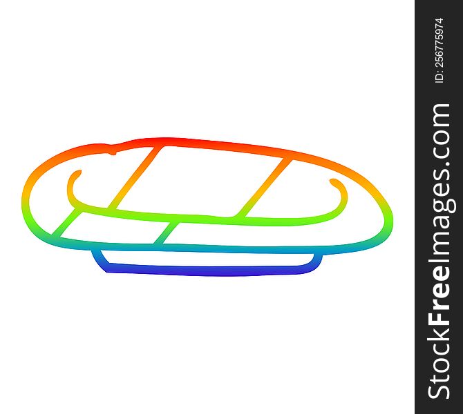 rainbow gradient line drawing of a cartoon striped plate