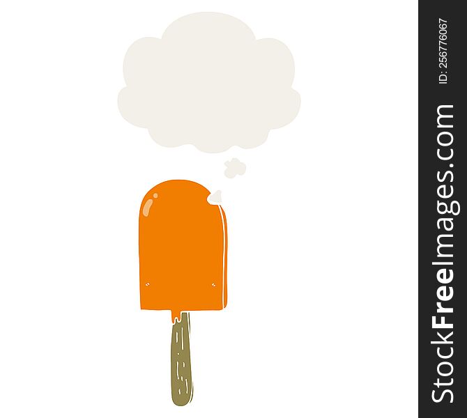cartoon lollipop with thought bubble in retro style