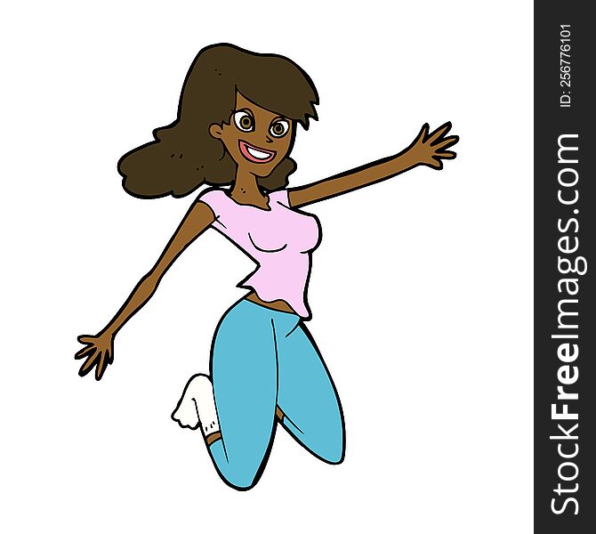 Cartoon Jumping Woman