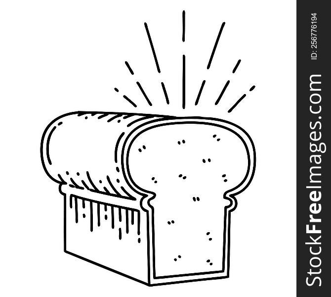illustration of a traditional black line work tattoo style loaf of bread