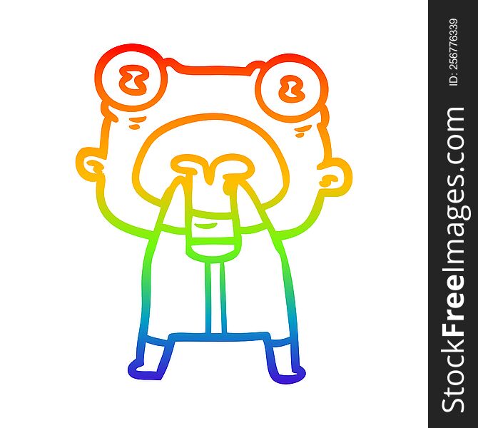 Rainbow Gradient Line Drawing Cartoon Weird Alien Communicating