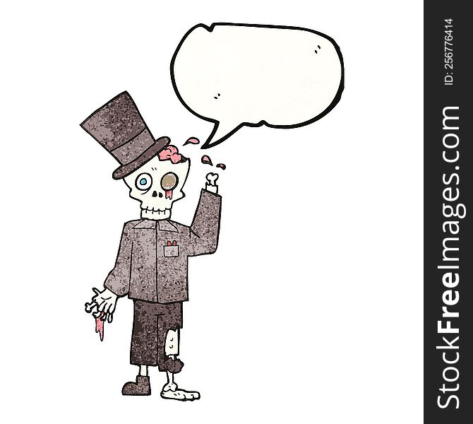 freehand drawn texture speech bubble cartoon posh zombie