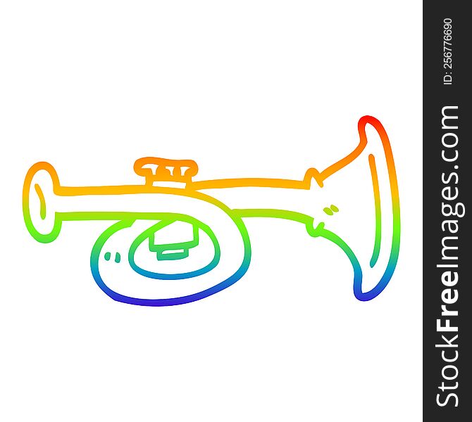 Rainbow Gradient Line Drawing Cartoon Brass Horn