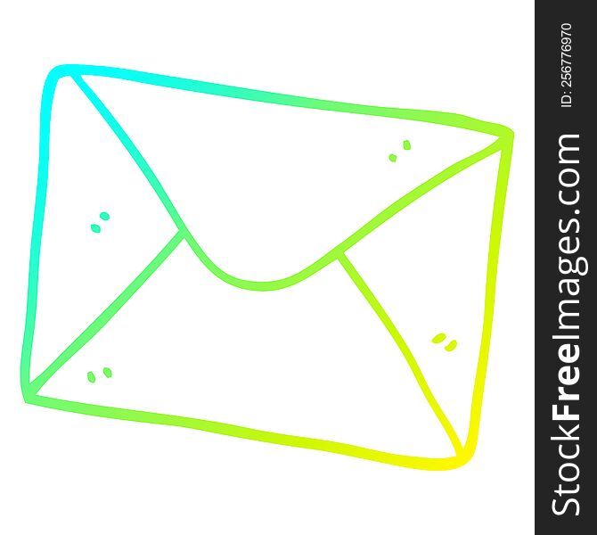 cold gradient line drawing of a cartoon letter