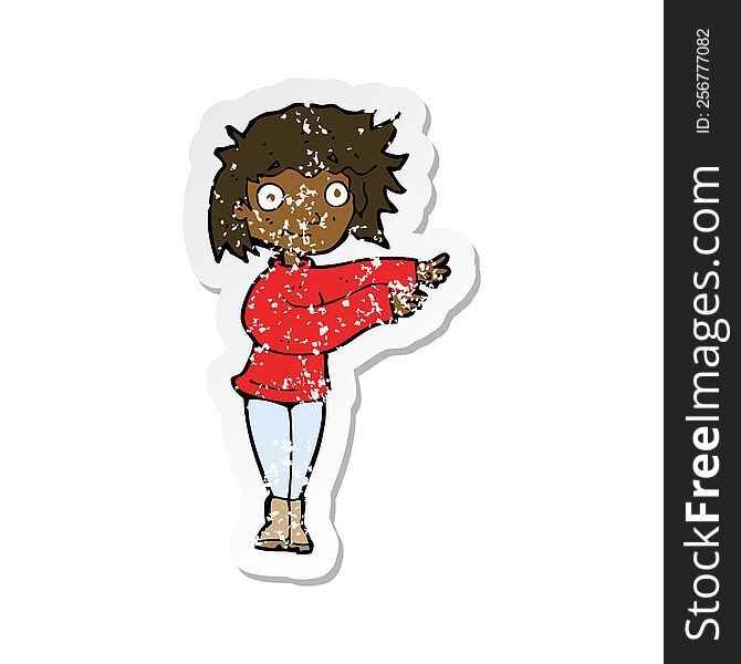 retro distressed sticker of a cartoon dancing woman