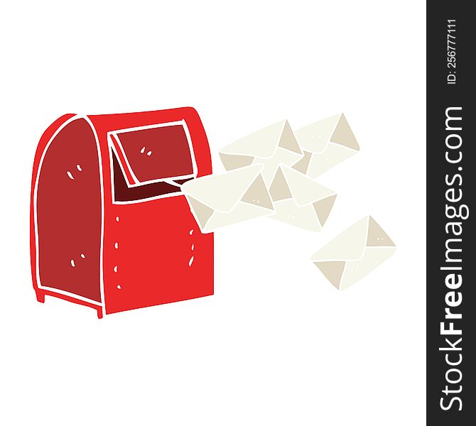 Flat Color Illustration Of A Cartoon Mailbox